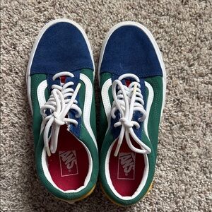 Vans Blue and Green Sneakers with White Accents